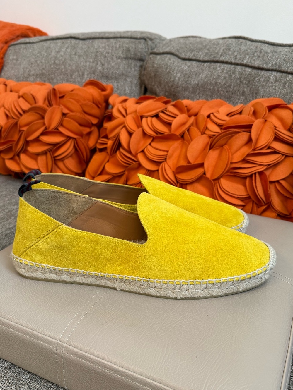 NWOT J.Mclaughlin Rafe Yellow Suede Espadrille Flats $228 MSRP